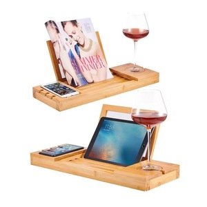 Estante de Baño Extensible de Bambú para Teléfono, Tablet, Snacks y Copas de Vino - Product Image 3