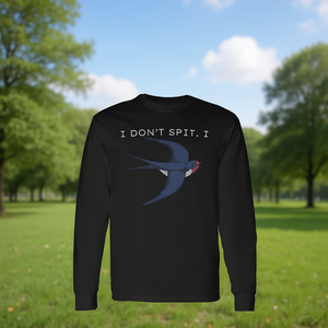 T-shirt a maniche lunghe con stampa 'I Don't Spit I Swallow Bird' per gli amanti degli uccelli - Product Image 4