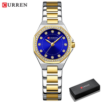 Montre-bracelet pour femme Curren 9100, mode, luxe, acier inoxydable, étanche, montre-bracelet à quartz pour filles, pour femmes, cadeau + boîte