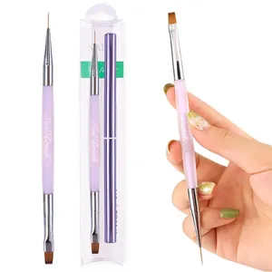 1/4 Pinceaux à ongles double tête avec manche en cristal, pinceau liner, stylo de peinture, pinceau gel, pour nail art et manucure - Product Image 1