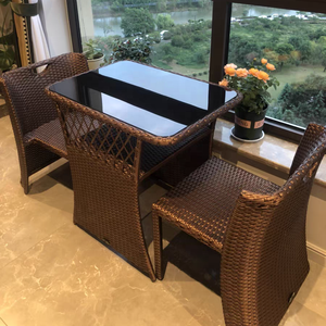 <span class=keywords><strong>Set</strong></span> Salvaspazio per Patio <span class=keywords><strong>e</strong></span> Piccoli Balconi: 3 Pezzi in Rattan con Tavolino <span class=keywords><strong>e</strong></span> <span class=keywords><strong>Sedie</strong></span> <span class=keywords><strong>da</strong></span> Esterno - Product Image 3