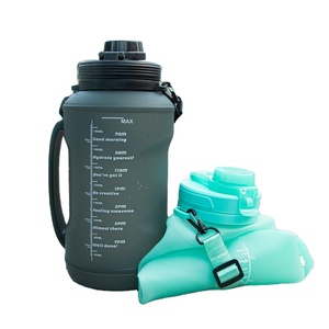 FREE SAMPLE Collapsible 2 Liter Silicone <b>Water</b> <b>Bottle</b> with <b>Time</b> Marker - Product Image 6