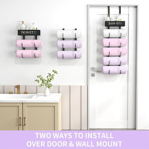 Towel Rack Behind <b>Door</b> 6 Tier Metal Storage Organizer Shelf For Bathroom Towels And Accessories - Product Image 2