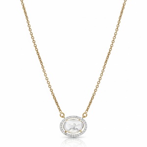 Pendentif ovale en diamant Polki classique, brillant et doux, bijoux fins de luxe avec finition en diamant Polki pour femmes, style traditionnel - Product Image 1