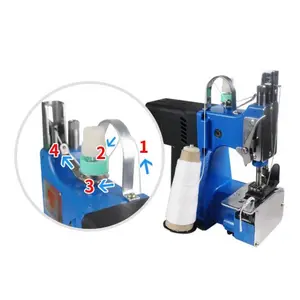 Automatic Cutting Electric Portable Handheld Non Woven Small Sacks Bags Closer Sewing Machine