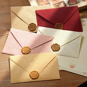 Enveloppes texturées en bois épaissi, style lin, avec sceau de cire, ensemble de papier pour invitations et lettres - Product Image 2