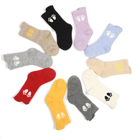 Chaussettes en cachemire pour bébé avec logo personnalisé, chaussettes en laine thermique chaudes pour enfants, chaussettes mi-hautes pour garçons et filles avec soutien de la cheville