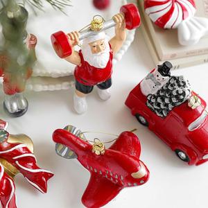 Ornements de Noël suspendus en forme de bonhomme de neige, de casse-noisette, de maison de bonbons et de beignets LINGKAI pour la décoration de l'arbre de Noël - Product Image 4