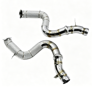 AsiaLink - Downpipes d'échappement en stock, épaisseur 1,2 mm, finition lisse, acier inoxydable 304, bouclier <span class=keywords><strong>thermique</strong></span> pour Audi RSQ8 SQ8 SQ7 4.0T - Product Image 1