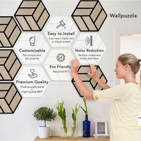 Panneaux muraux insonorisants Corkacoustic modernes en feutre PET écologique, hexagonaux, auto-adhésifs, modèle 3D graphique Total