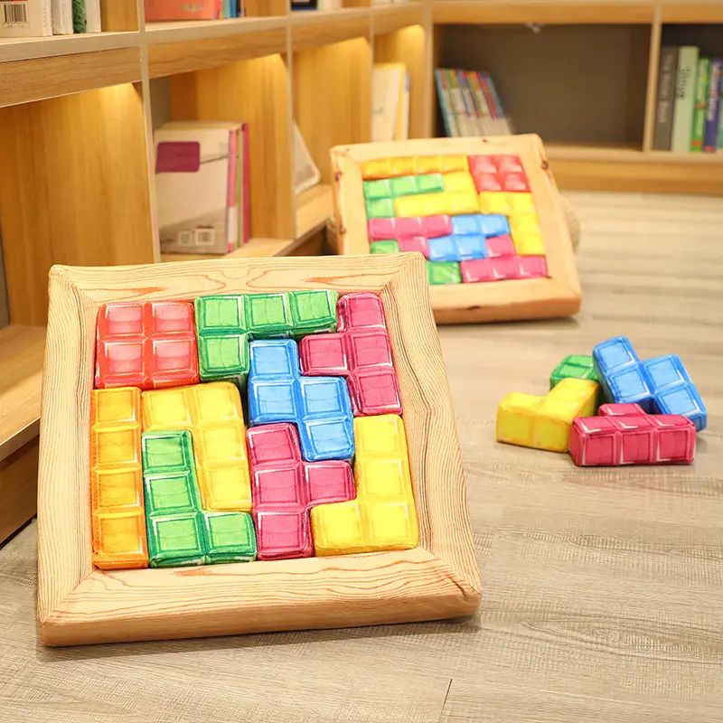 หมอนตุ๊กตา Tetris ขนาดใหญ่บล็อกอาคารปริศนาของเล่นอนุบาลของเล่นเด็กประกอบเบาะตุ๊กตาขายส่ง