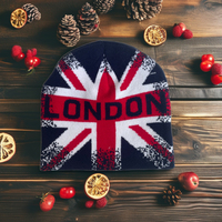 Chine Acrylique Tricoté Surdimensionné Londres Jacquard Bonnet Chapeaux Taille Libre Extensible Hiver Voyage Accessoire Beanise pour Hommes et Femmes