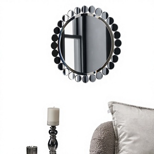 Modern Luxury Silver <b>Round</b> Lighted Framed <b>Wall</b> <b>Mirror</b> for Hotel and Home Decor - Product Image 1