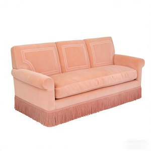 Sofá Contemporáneo Tapizado en Terciopelo Rojo con Flecos y Borlas, Sofá <span class=keywords><strong>de</strong></span> <span class=keywords><strong>3</strong></span> <span class=keywords><strong>Plazas</strong></span> <span class=keywords><strong>de</strong></span> Lujo para Sala <span class=keywords><strong>de</strong></span> Estar Estilo Moderno, en Venta - Product Image 3