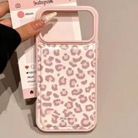 Coque de téléphone antichoc en cuir TPU imprimé léopard rose tendance INS pour iPhone 17 Air 16 15 14 13 12 11 Pro Max