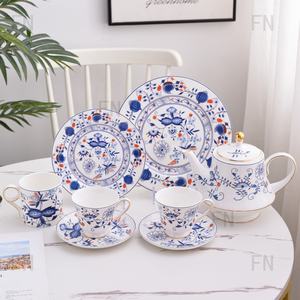 Vajilla de Porcelana con Diseño de Flores Azules para Restaurante, Bodas, Cenas, Platos de Cerámica para el Hogar - Product Image 1