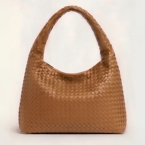 Bolso de Hombro de Lujo Personalizado para Mujer, Estilo Inglés, de Cuero Genuino Trenzado, Tipo Hobo, con Cierre de Cremallera y Cadenas, Venta al por Mayor - Product Image 1