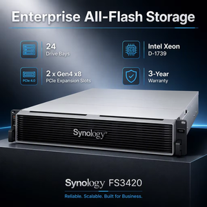 FS3420 NAS tout flash 24 baies en rack, Xeon D 8 cœurs, double 10GbE, ISCSI SAN, stockage SSD d'entreprise - Product Image 2