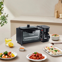 Harga Pabrik Oven Pemanggang Roti Listrik Plastik Multifungsi Pembuat Kopi Penggorengan 3-in-1 Kapasitas 12L Garansi 1 Tahun Rumah Tangga 2800W