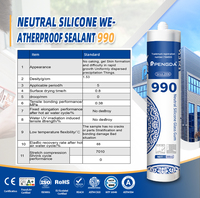 990 Sealant Silikon Netral Tahan Cuaca Tahan Suhu Tinggi Putih 300ml Cartridge Sealant Silikon Netral untuk jendela