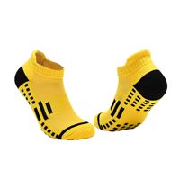Chaussettes de sport pour hommes en polyester/coton rayées, contrastées, respirantes, antibactériennes, antidérapantes, avec semelle en tissu éponge
