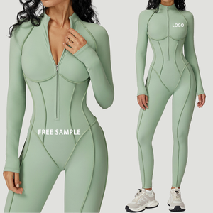 Enterizo de Yoga para Mujer para Ejercicio de Alta Intensidad con Cuello Alto y Media Cremallera para Gimnasio y Bodybuilding - Product Image 1