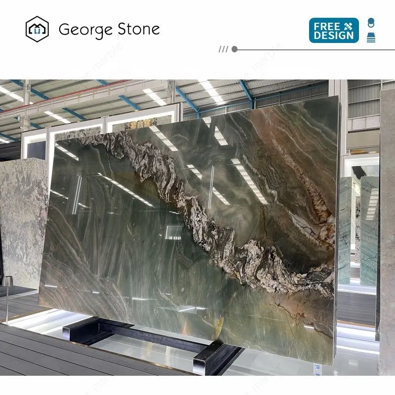 Luxury Emerald Green Quartzite slabs high quality polish for project design QT-014 onyx stone Marble