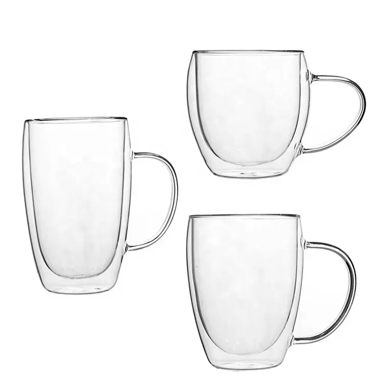 Coffee Mug Double Wall Glass Cup with Handle Heat Resistant Clear Borosilicate Hot Sale 250ml 350ml CLASSIC Mugs Mountain Glass