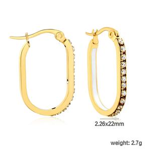 Pendientes de Aro Huggie de Circonita Cúbica Colorida al por Mayor para Mujer, Chapados en Oro de 18K, Joyería Geométrica de Acero Inoxidable, Regalo de Moda - Product Image 3