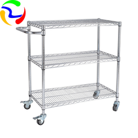 Vente en gros d'étagères multicouches en treillis métallique Supports de cuisine Étagère de rangement Chariot à main d'entrepôt Étagère en treillis métallique chromé