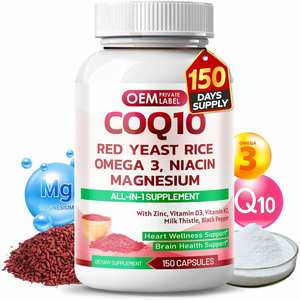 OEM COQ10 + mayalı kırmızı pirinç ek 10 in 1 COQ10 kapsül ile Omega 3 <span class=keywords><strong>Vitamin</strong></span> B3, K2, D3, çinko süt devedikeni karabiber - Product Image 1