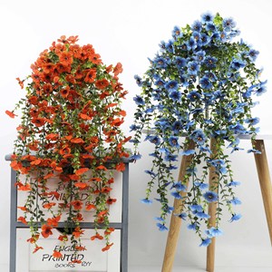 Fleurs artificielles Uxin en soie jaune-orange en pot, pour décoration extérieure, mariage, maison, résistantes à la décoloration - Product Image 2
