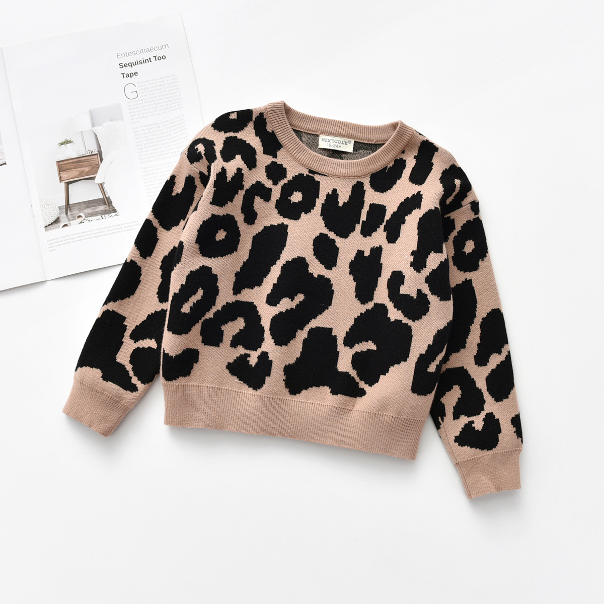 Wholesale Leopard Kids Knit Oversized Sweaters Cheetah
