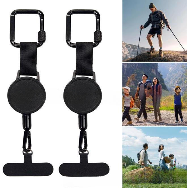 Retractable Anti- Theft Phone Lanyard Strap with Carabiner Clip Phone Tethers Protection Phone Leash for Hiking Travel