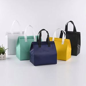 Custom Logo Reusable Thermal Carrier Cooler Tote Bag Aluminum Foil Non Woven Fabric Bag for Food Cake Fresh Produce Delivery - Product Image 2