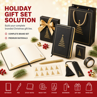 Carnet de notes A5 à couverture rigide avec reliure cousue, motif arbre de Noël noir et or, 80 feuilles, cadeau d'entreprise WANGHAN LUX-X019