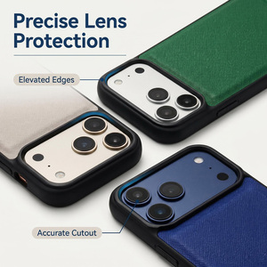 Custodia per telefono personalizzata in pelle PU Saffiano di lusso con logo personalizzato, stampa vegana in similpelle da uomo per <span class=keywords><strong>iPhone</strong></span> 13 a 18 Pro Max - Product Image 2