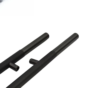 Manija de <span class=keywords><strong>Puerta</strong></span> Moderna Personalizada en Forma de T, de Acero Inoxidable 316, Color Negro Mate, para Entrada Principal de Vidrio Comercial, Juego Arquitectónico - Product Image 4