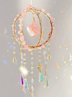 Pembuat pelangi kristal alami SunCatcher ukiran tema bunga kristal gantung lingkaran penangkap matahari prisma untuk Hari Ibu