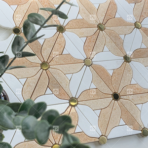 Nuovo Design <span class=keywords><strong>Mosaico</strong></span> in Marmo <span class=keywords><strong>Naturale</strong></span> con Motivo Floreale per Bagno, Piastrelle <span class=keywords><strong>Mosaico</strong></span> Irregolari Uniche - Product Image 2