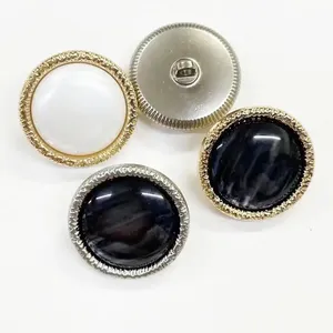 HENGWEI marka moda yuvarlak Metal reçine düğme kazak hırka gömlek altın gümüş düğme Suit Metal düğmeler