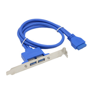 สายอะแดปเตอร์ 20 พินสำหรับเมนบอร์ดต่อพอร์ต USB 3.0 แบบคู่ สำหรับขยายช่องด้านหลังเคสคอมพิวเตอร์ สีฟ้า สายทองแดงปลอดออกซิเจน - Product Image 4