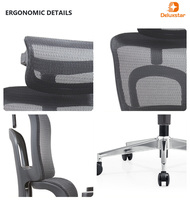 Chaise de bureau ergonomique moderne avec dossier en maille, appui-tête réglable, accoudoirs 4D, roulettes silencieuses et soutien lombaire