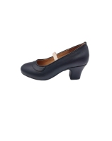 Nouveau Design Caoutchouc + Pu Matériel Femmes Robes Bout Rond Femmes Chaussures Avec Talon Épais 100% Fabriqué En Chine