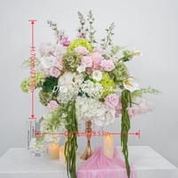 Fleurs artificielles DKB pour centre de table de mariage, boule de fleurs d'hortensia artificielles rose et verte, grande taille, arrangement de bouquet de table