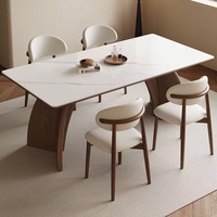 Ensemble de table à manger de style nordique haut de gamme, design minimaliste moderne en quartz macchiato pour usage domestique, petit modèle