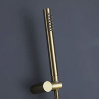 Mitigeur Monocommande Moderne Doré Brossé pour Salle de Bain, Système de Douche Pluie avec Pommeau de Douche Encastré en Laiton et Robinet à Trois Poignées en Céramique