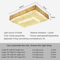 Plafonnier moderne en cristal rectangulaire à LED, éclairage encastré pour salon, chambre à coucher, salle à manger, décoration élégante, plafonnier encastré