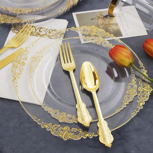 Plato de cena de <span class=keywords><strong>plástico</strong></span> <span class=keywords><strong>duro</strong></span> PS desechable de estilo europeo, patrón de dragón bronceado transparente, alivio de Phnom Penh Multicolor para - Product Image 2