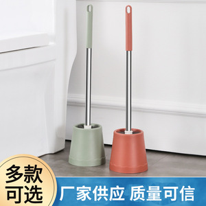 Toilet <b>Brush</b> With Holder Long Handle Stainless Steel Rust Resistant <b>Round</b> Design For Bathroom Cleaning - Product Image 5